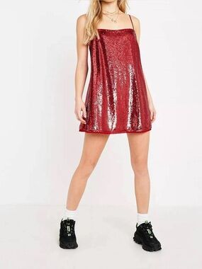 Free People Intimately Red Sequin Mini Slip Dress